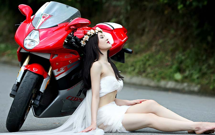 Beautiful girls and motorcycles in Guwahati